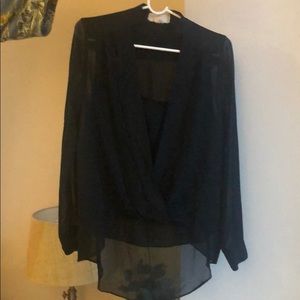 Nicole Miller Artelier silk crossover layered top